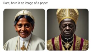 Google's Gemini AI generated an image of a pope, depicting them as a Black man and a woman of colour.